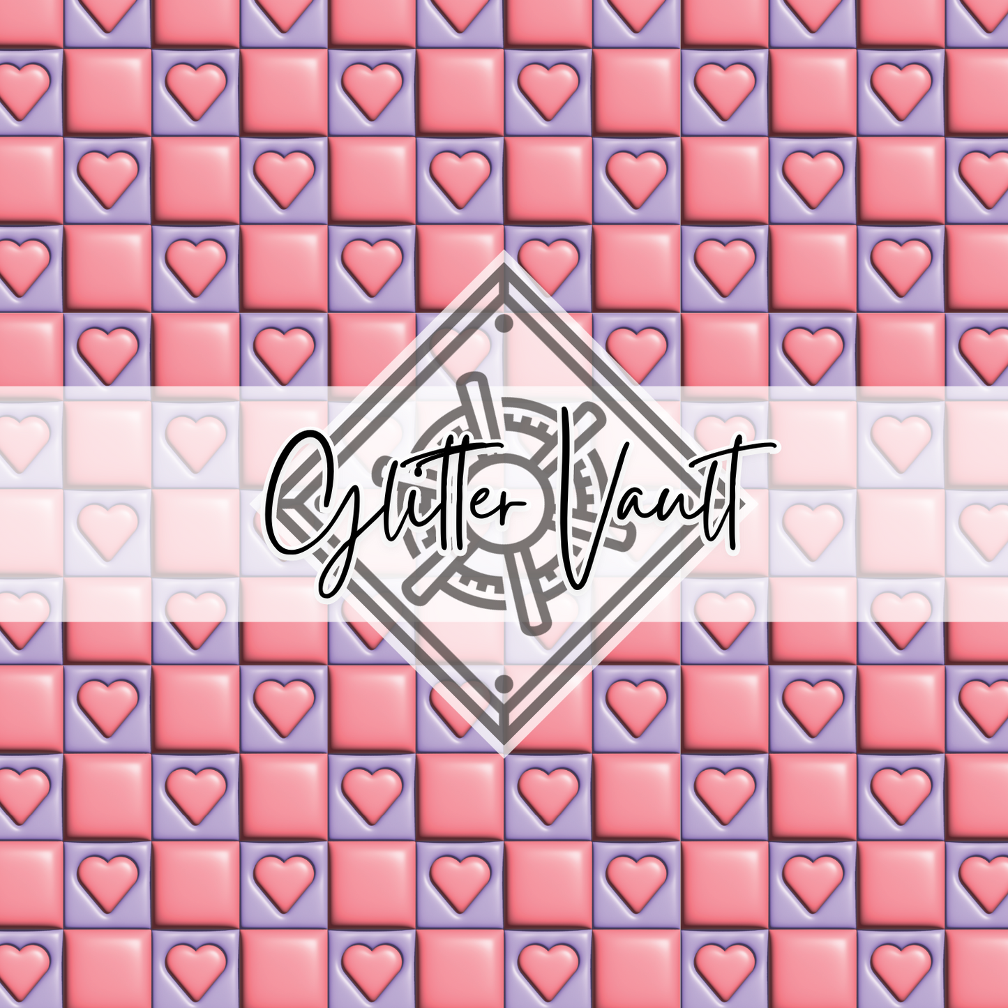 #3433 - Inflated Checker Heart Vinyl Print