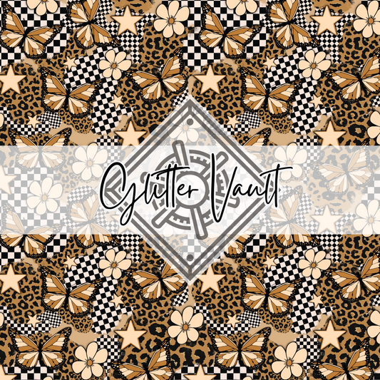 #4065 - Checkered Butterfly Vinyl Print - Large