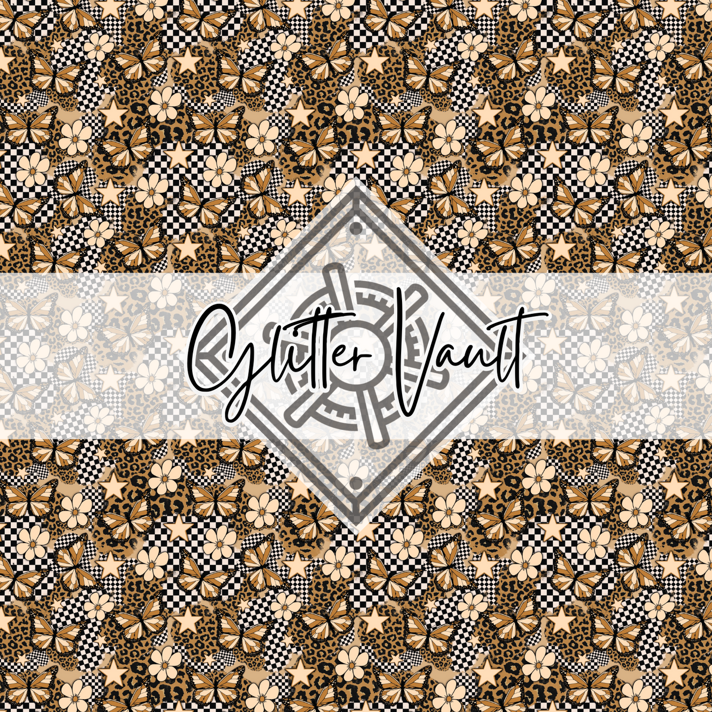 #4066 - Checkered Butterfly Vinyl Print - Small
