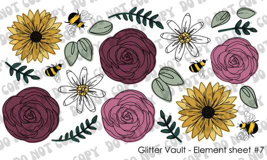 Floral Bees - Element Sheet #7
