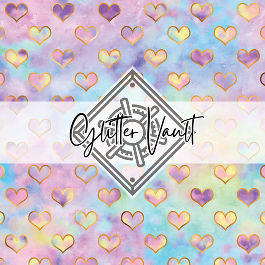 #5015 - Watercolour Hearts Vinyl Print - Large