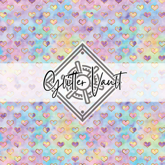 #5016 - Watercolour Hearts Vinyl Print - Small