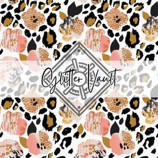 #7255 - Floral Leopard Spot Vinyl Print - Large