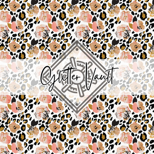 #7256 - Floral Leopard Spot Vinyl Print - Small