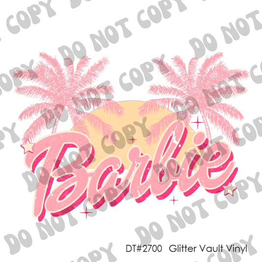 DT# 2700 - Barbie Palms - Grunge Effect - Transparent Decal