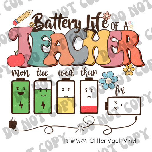 DT# 2572 - Teacher Battery - Transparent Decal