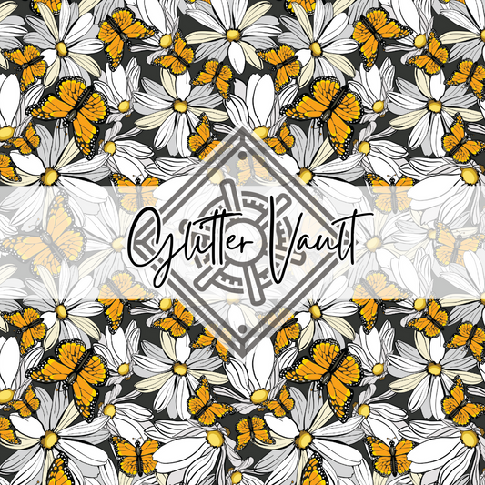 #1028 - Monarch Butterfly Floral Vinyl Print