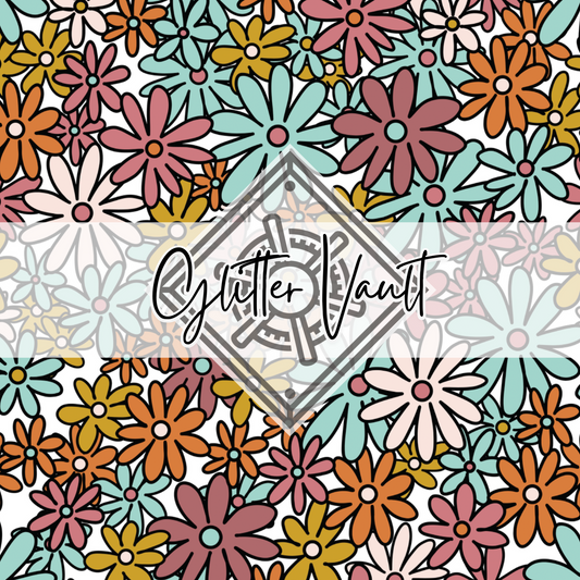 #1050 - Floral Doodles Vinyl Print - Large