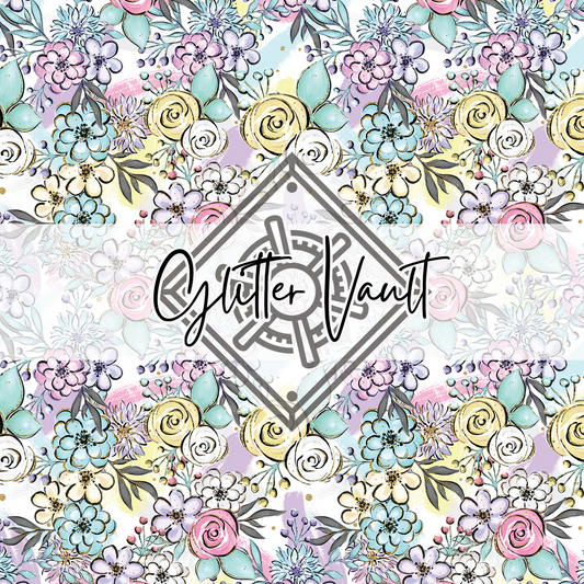 #1057 - Floral Doodles Vinyl Print