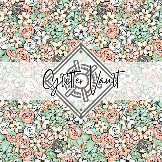 #1059 - Floral Doodles Vinyl Print - Small