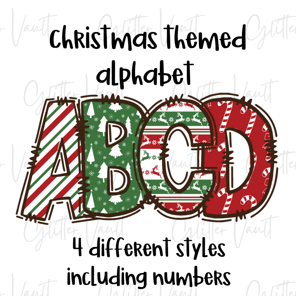 Christmas Theme Alphabet Letters -  Digital Download