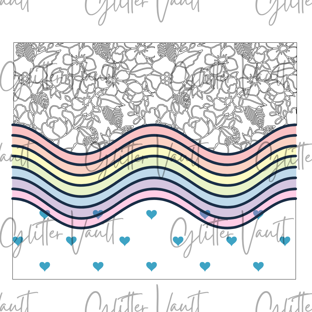 Pastel Squiggle Rainbow tumbler template -  Digital File