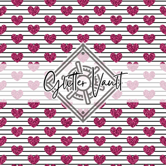 #3406 - Stripe Hearts Vinyl Print - Large