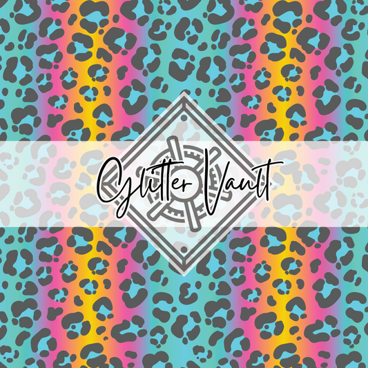 #4023 - Neon Leopard Stripes Vinyl Print - Large