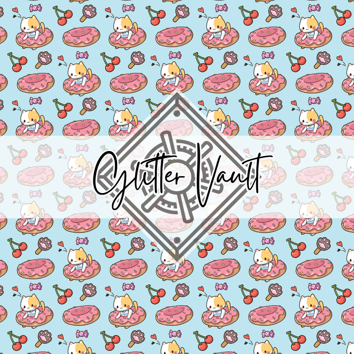 #7078 - Doughnut Kitty Vinyl Print - Large