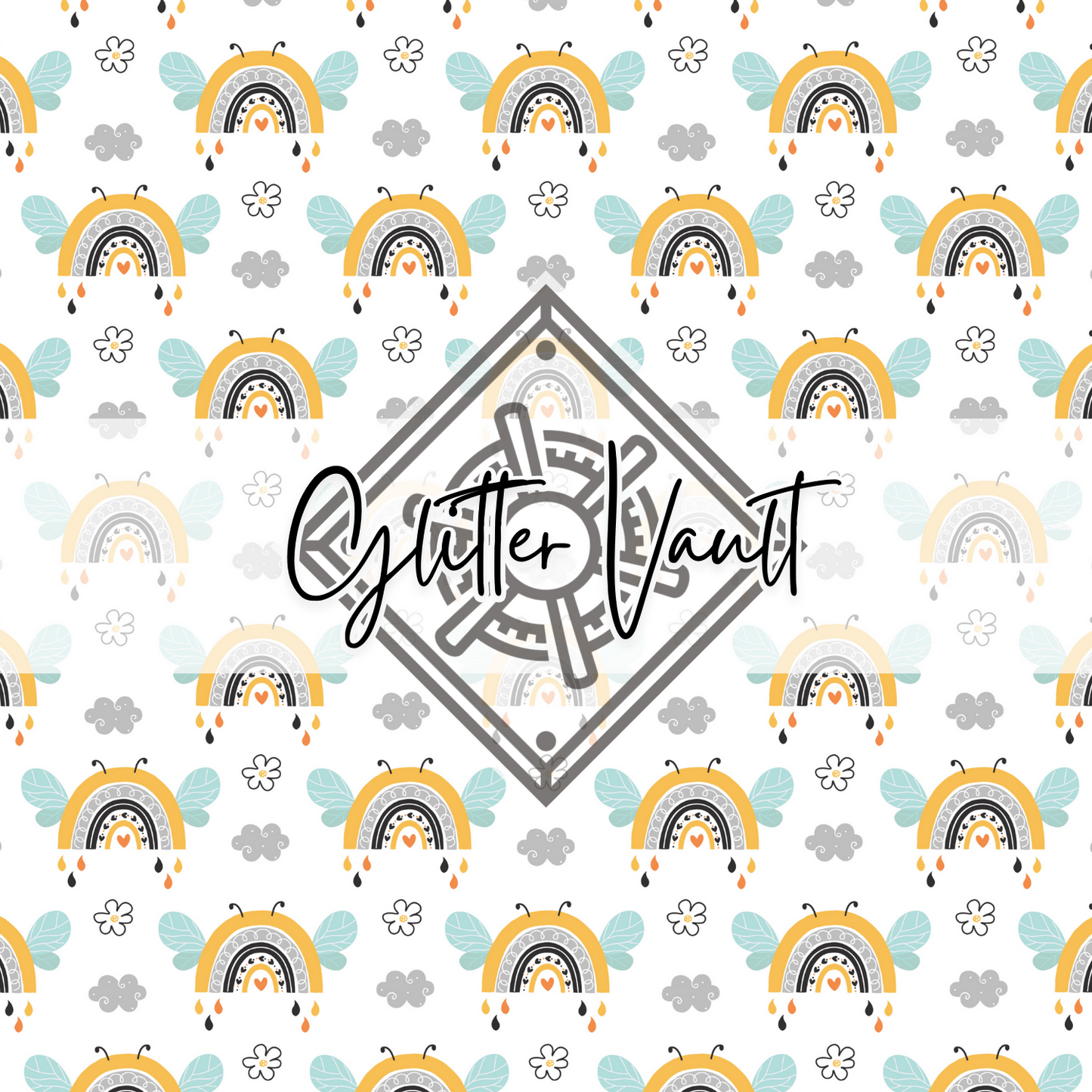 #7104 - Rainbow Bee Vinyl Print - Large