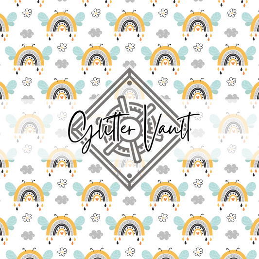 #7104 - Rainbow Bee Vinyl Print - Large