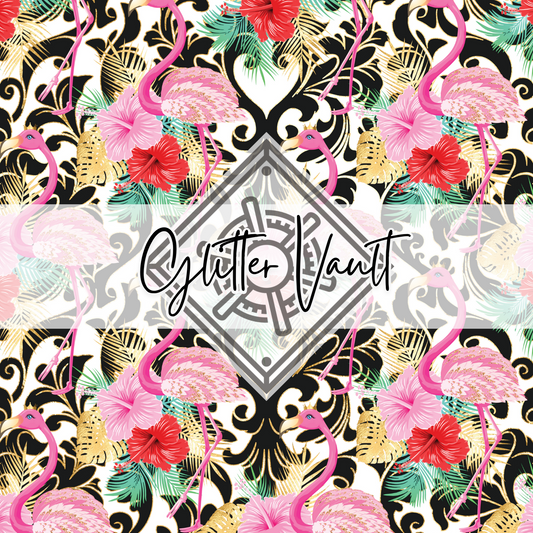 #7141 - Damask Flamingo Vinyl Print