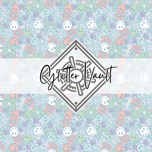 #7164 - Pastel Smiley Face Flower Vinyl Print